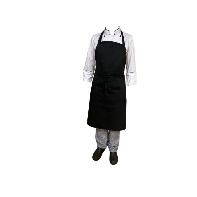 Black Bib Apron (With Pocket) - Image 3