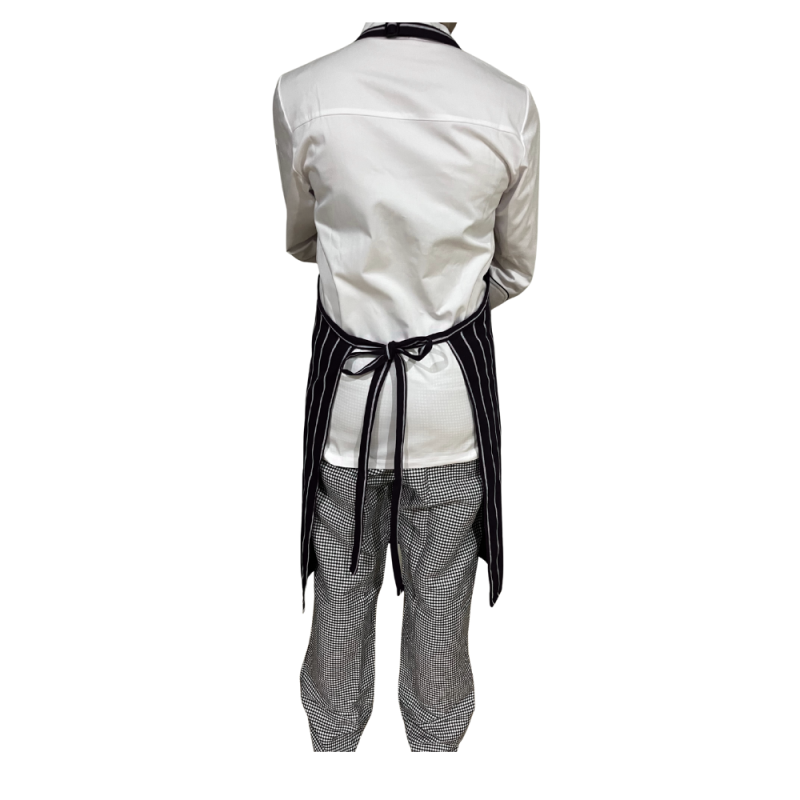 Black & White Butcher Stripe Bib Apron - Image 2