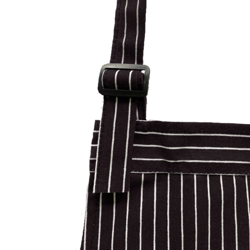 Black & White Butcher Stripe Bib Apron - Image 3