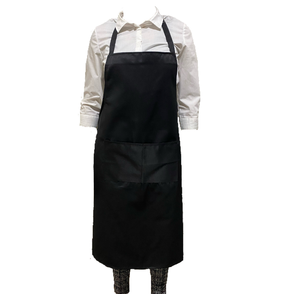 Black Bib Apron With Pocket Chef Uniforms 